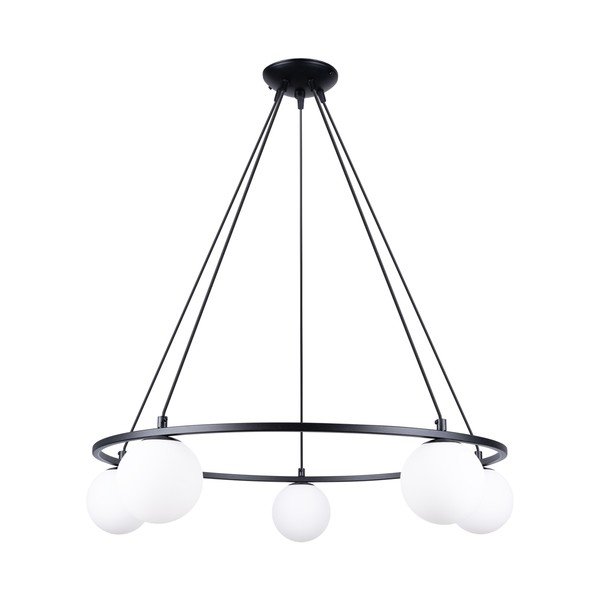 Bílé/černé závěsné svítidlo se skleněným stínidlem Umerta – Sollux