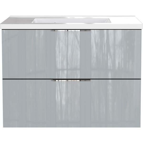 Šedá lesklá závěsná skříňka pod umyvadlo 81x61 cm Celano – Germania-image-2