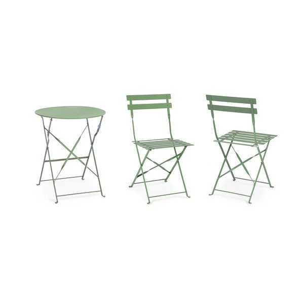 Šalvějově zelený ocelový zahradní jídelní set pro 2 Austin – Bizzotto-image-2