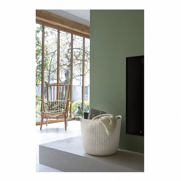 Krémový úložný kulatý koš Curver-image-1