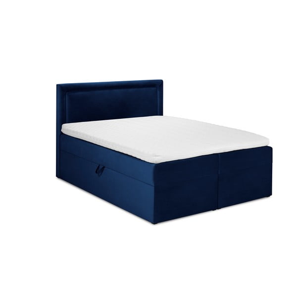 Modrá sametová dvoulůžková postel Mazzini Beds Yucca, 160 x 200 cm