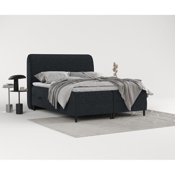 Černá boxspring postel s úložným prostorem 200x200 cm Melba – Maison de Rêve-image-1
