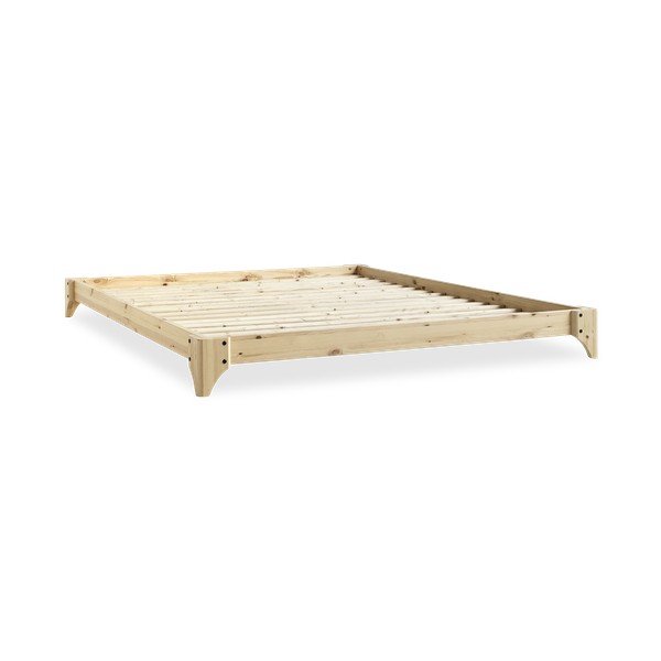 Dvoulůžková postel z borovicového dřeva s matrací Karup Design Elan Comfort Mat Natural Clear/Black, 140 x 200 cm-image-4
