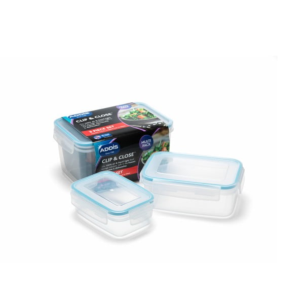 Sada 3 dóz s víkem na jídlo Addis Clip And Close Rectangular-image-1