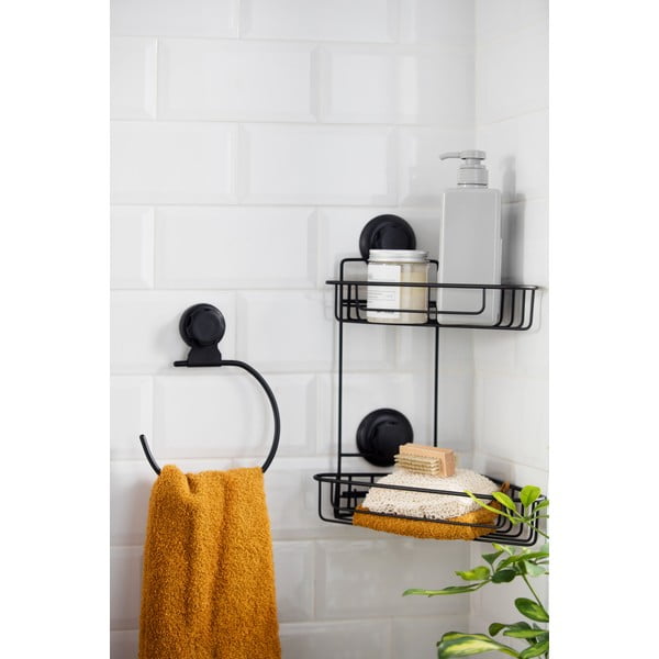 Černý samodržící nástěnný držák na osušky Compactor Bestlock Black Belt And Towel Support-image-3