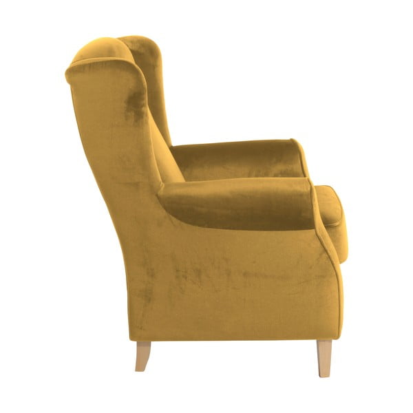 Hořčicové křeslo ušák Max Winzer Lorris Velour Corn-image-3