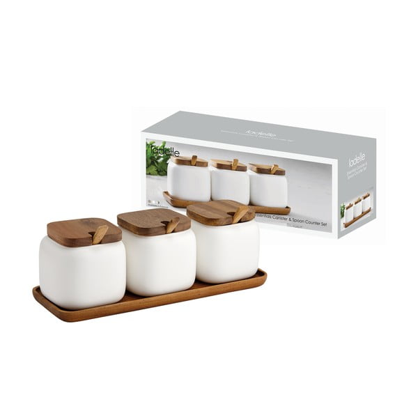Porcelánové dózy v sadě 3 ks na cukr/na sůl Essentials – Ladelle-image-1