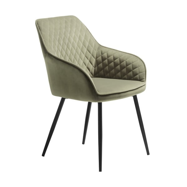 Khaki čalouněné jídelní křeslo s područkami Milton – Unique Furniture