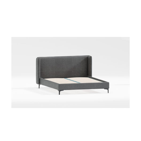 Tmavě šedá čalouněná dvoulůžková postel s roštem 180x200 cm Basti – Ropez