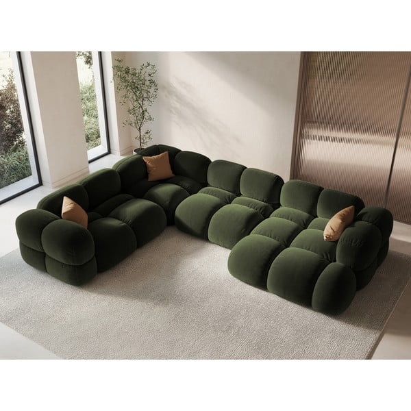 Zelená sametová rohová pohovka (levý roh/do "U") Loretto – Cosmopolitan Design-image-3