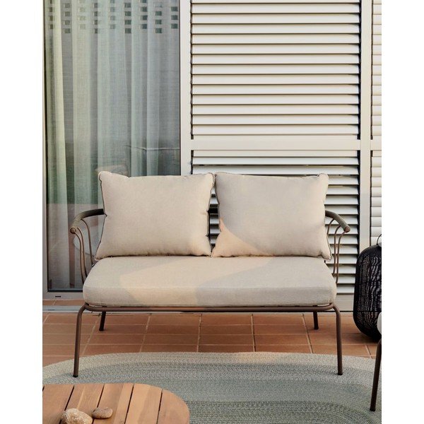 Světle zelená/béžová zahradní pohovka Salguer – Kave Home-image-1