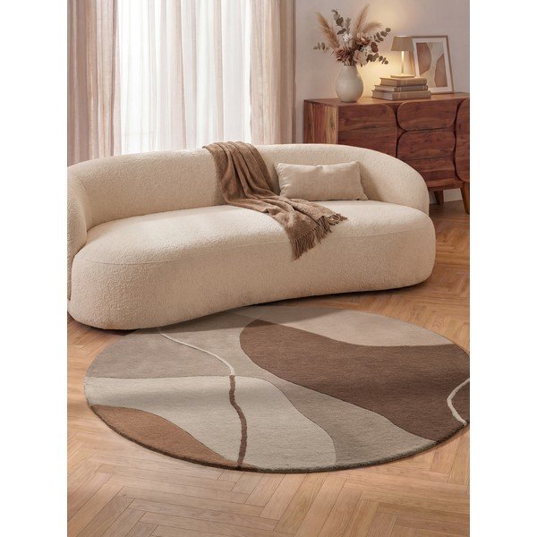 Hnědý vlněný kulatý koberec ø 160 cm Muse – Villeroy&Boch-image-1