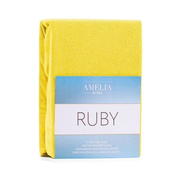 Žluté elastické prostěradlo na dvoulůžko AmeliaHome Ruby Siesta, 220/240 x 220 cm-image-2