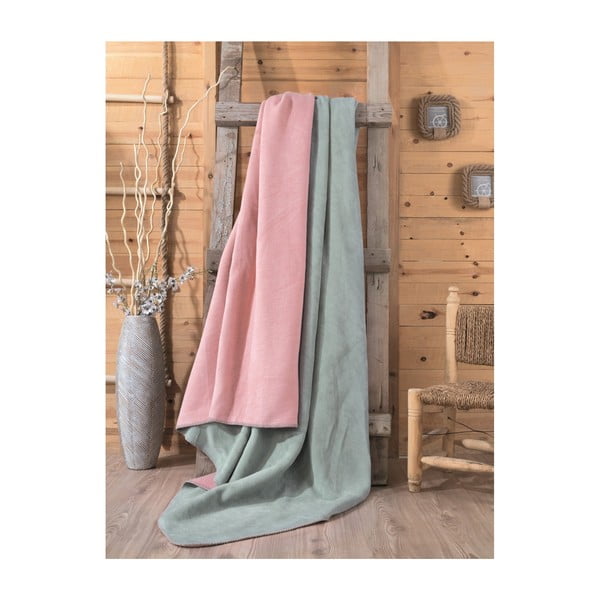 Zeleno-růžová deka Cole, 200 x 220 cm