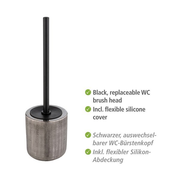Keramická WC štětka ve stříbrné barvě Rivara – Wenko-image-4