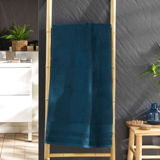 Tmavě modrá froté bavlněná osuška 70x130 cm Tendresse – douceur d'intérieur