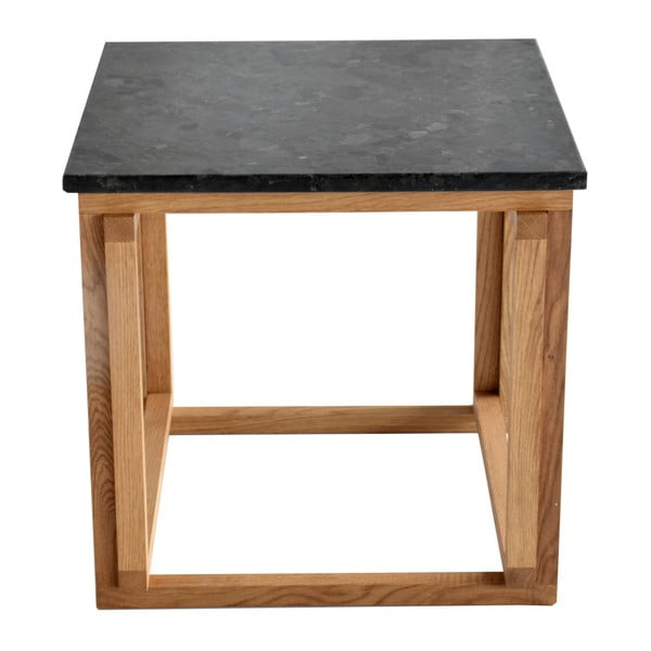 Černý žulový odkládací stolek s podnožím z dubového dřeva RGE Accent, šířka 50 cm