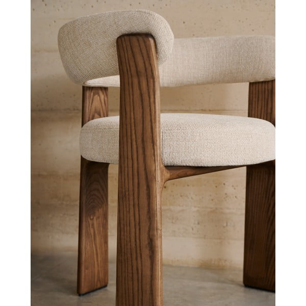 Hnědé/béžové jídelní křeslo s područkami z jasanového dřeva Granite – Kave Home-image-2