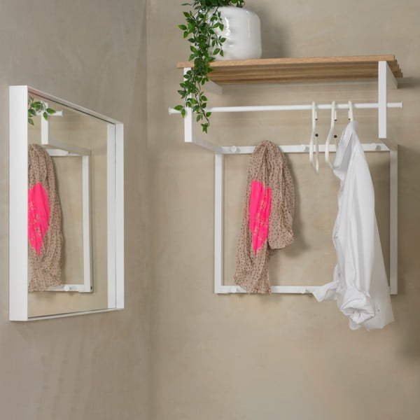 Bílý/v přírodní barvě kovový nástěnný věšák s poličkou 76 cm Rizzoli – Spinder Design-image-2