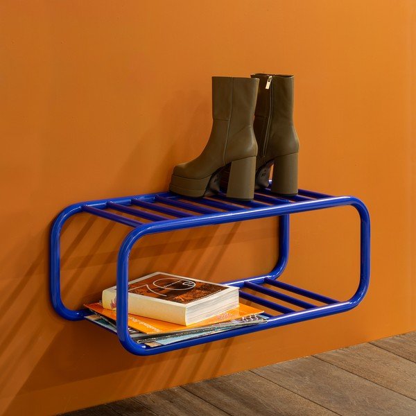 Modrý kovový závěsný botník 72x28x35 cm Retro – Spinder Design-image-4