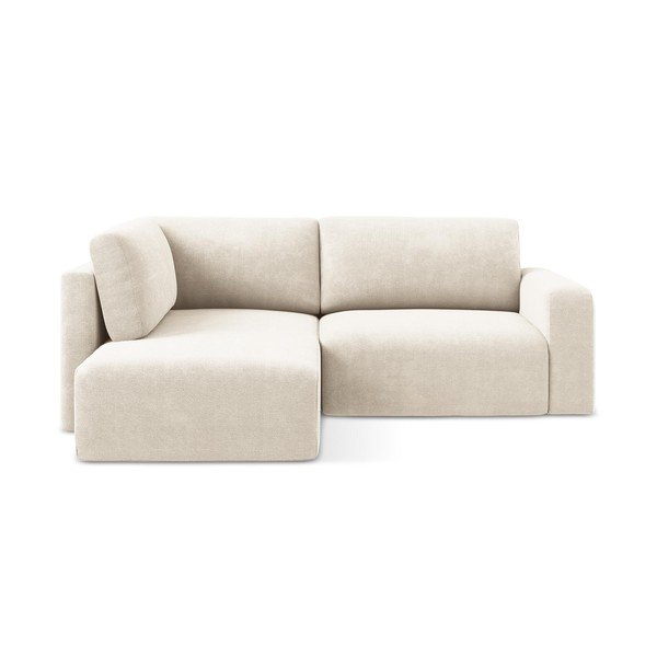 Krémová žinylková rozkládací/s úložným prostorem rohová pohovka (levý roh/do L) Kona – Makamii