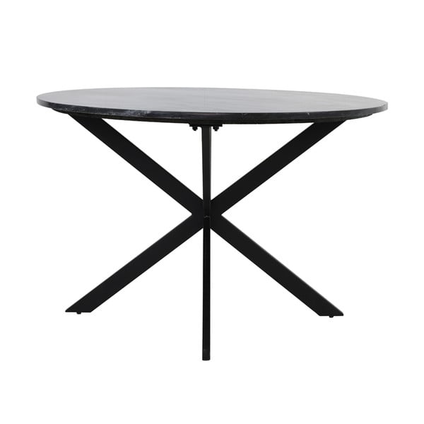 Černý kulatý jídelní stůl s deskou v dekoru mramoru ø 120 cm Tomochi – Light & Living