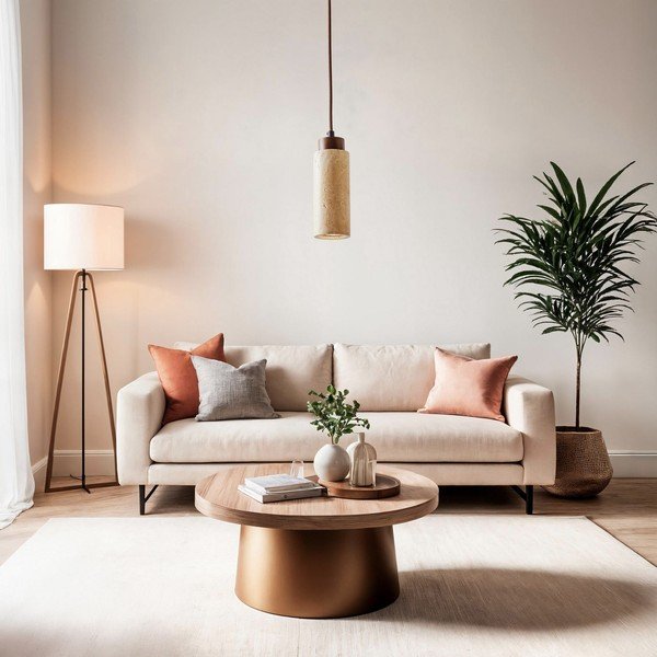 Béžové závěsné svítidlo s kamenným stínidlem ø 6,5 cm Selma – Opviq lights-image-3