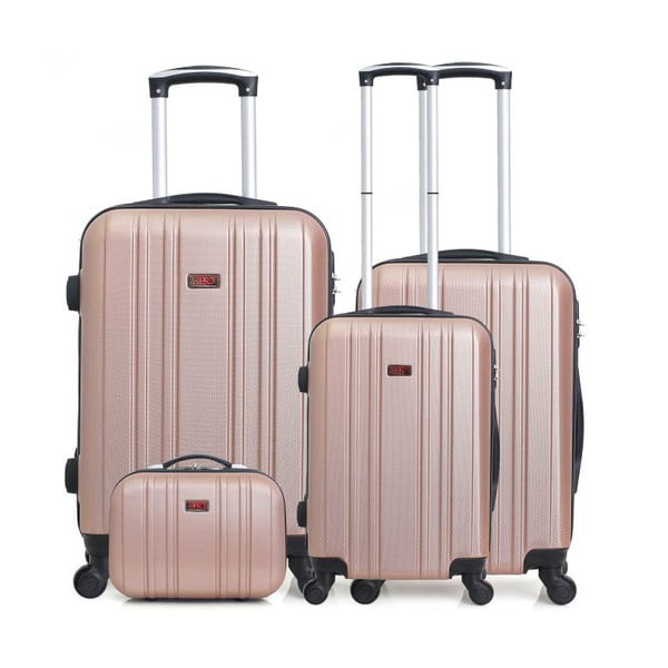 Sada 4 růžových cestovních kufrů na kolečkách Hero Chicago