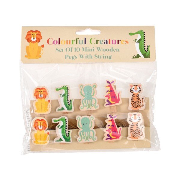 Sada 10 ozdobných dřevěných kolíčků Rex London Creatures