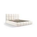 Krémová sametová čalouněná dvoulůžková postel s úložným prostorem s roštem 180x200 cm Bellis – Micadoni 