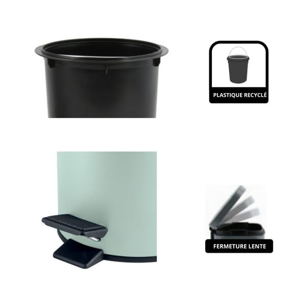 Nášlapný ocelový odpadkový koš v mentolové barvě 3 l   Adelar – Spirella-image-4