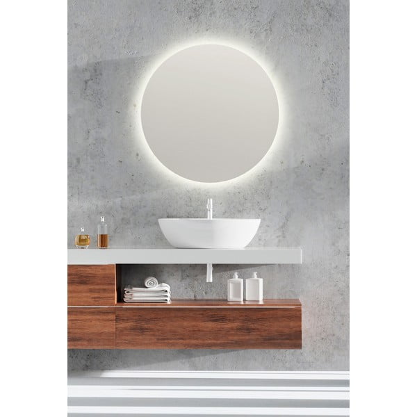 Nástěnné zrcadlo s osvětlením ø 60 cm Luna – Mirrors and More-image-2