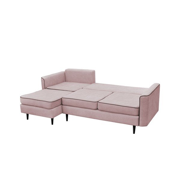 Růžová rozkládací pohovka s černými nohami Mazzini Sofas Dragonfly, levý roh-image-4