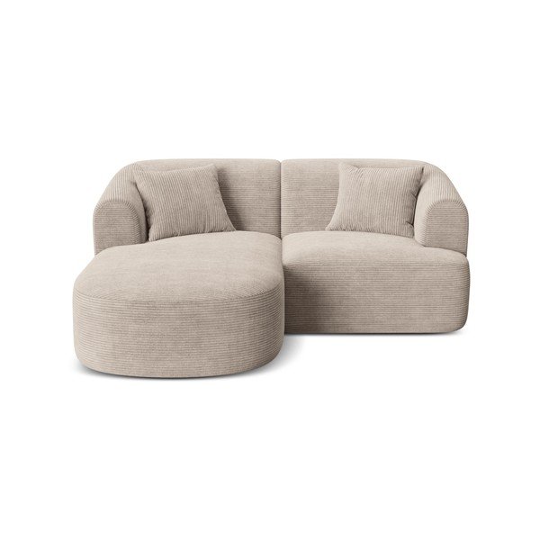 Světle hnědá manšestrová rohová pohovka (levý roh/s lenoškou) Campi – Cosmopolitan Design