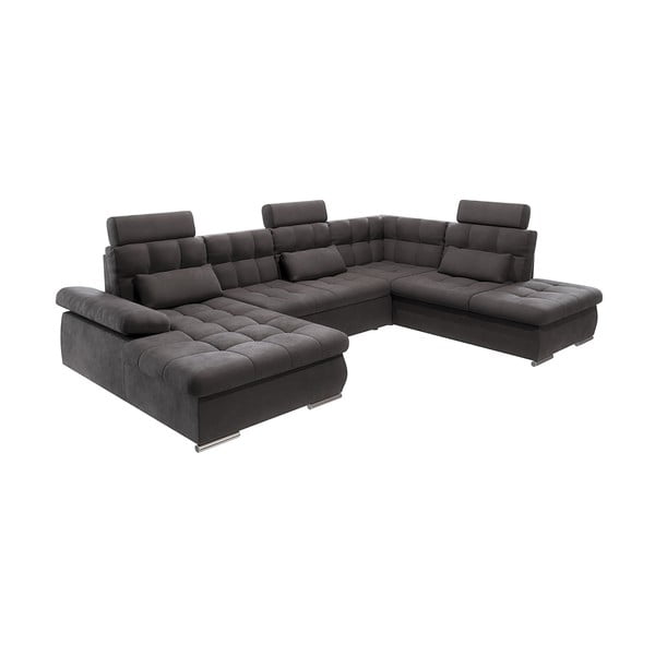 Antracitová rozkládací/s úložným prostorem rohová pohovka (pravý roh/do "U") Merkur – Ropez