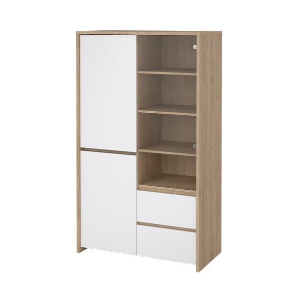 Bílá/v přírodní barvě vitrína v dekoru dubu 100x170x48 cm Next – Tvilum-image-4