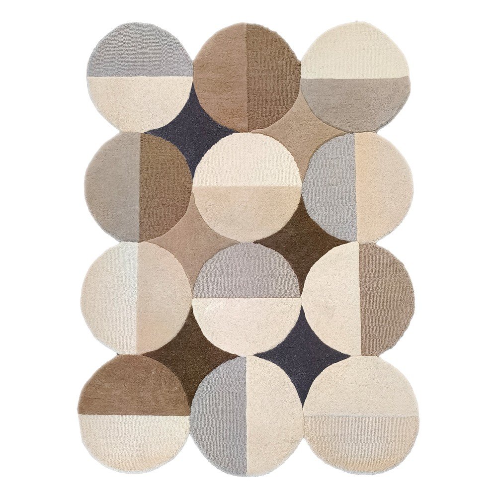 Šedobéžový ručně tkaný vlněný koberec 160x230 cm Mia Ellipse – Flair Rugs