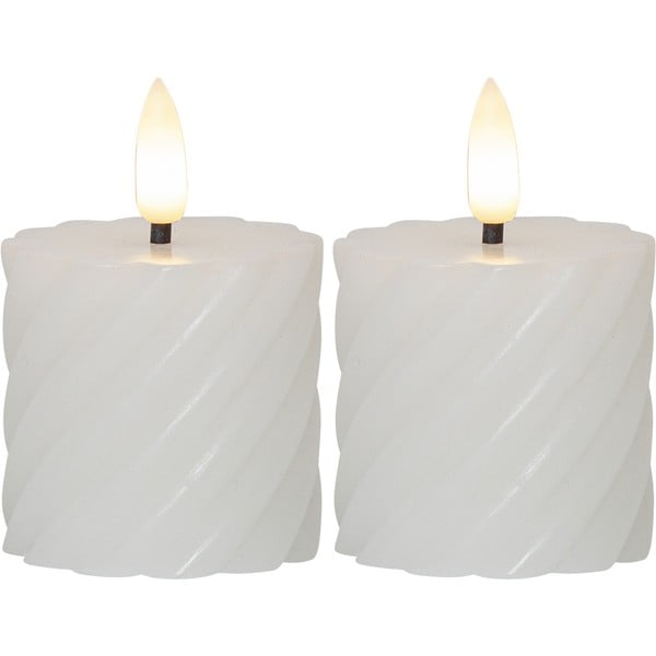 Sada 2 bílých voskových LED svíček Star Trading Flamme Swirl, výška 7,5 cm