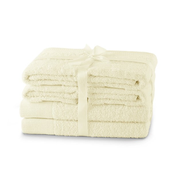 Krémové froté bavlněné ručníky a osušky v sadě 6 ks Amari – Restilo