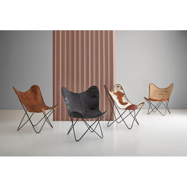 Hnědé kožené butterfly křeslo sømcasa Farfalla-image-1