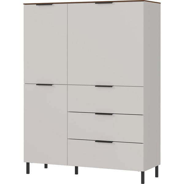 Šedobéžová vysoká komoda v dekoru ořechu 109x146 cm California - Germania-image-1