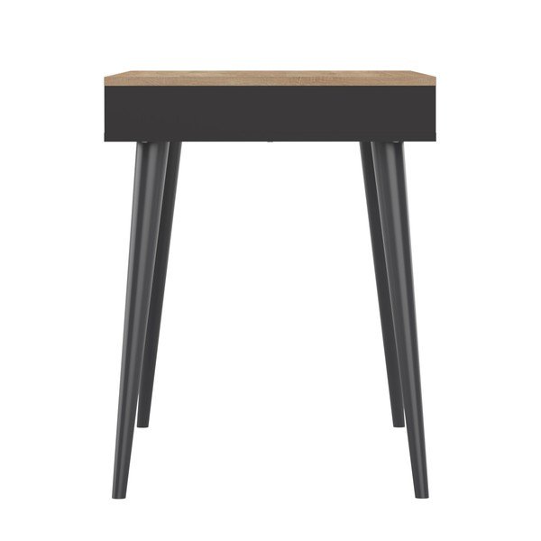 Černý pracovní stůl s deskou v dekoru dubu 134x59 cm - TemaHome-image-2
