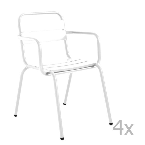 Sada 4 bílých zahradních židlí s područkami Isimar Barceloneta