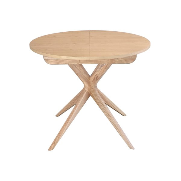 Kulatý rozkládací jídelní stůl s přídavnou deskou z jasanového dřeva ø 90 cm Jubi – Ragaba