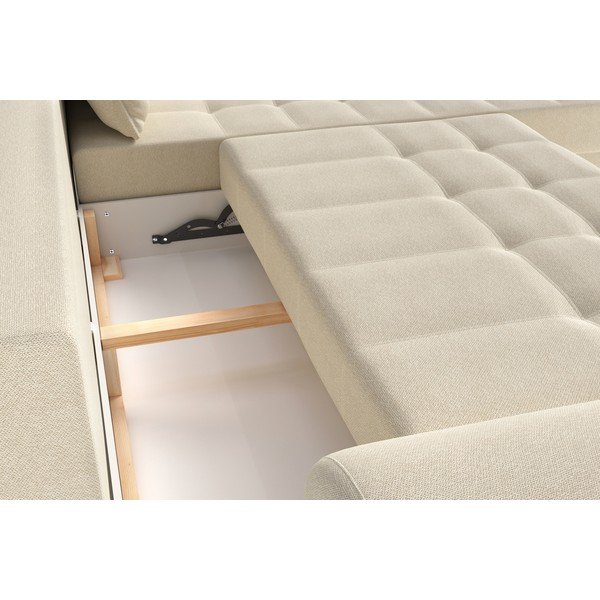 Krémová rozkládací rohová pohovka (pravý roh) Balitco – Ropez-image-1