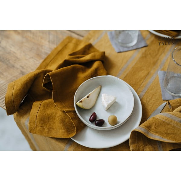Lněný ubrus 140x140 cm Amber Bronze Stripes – Linen Tales-image-2