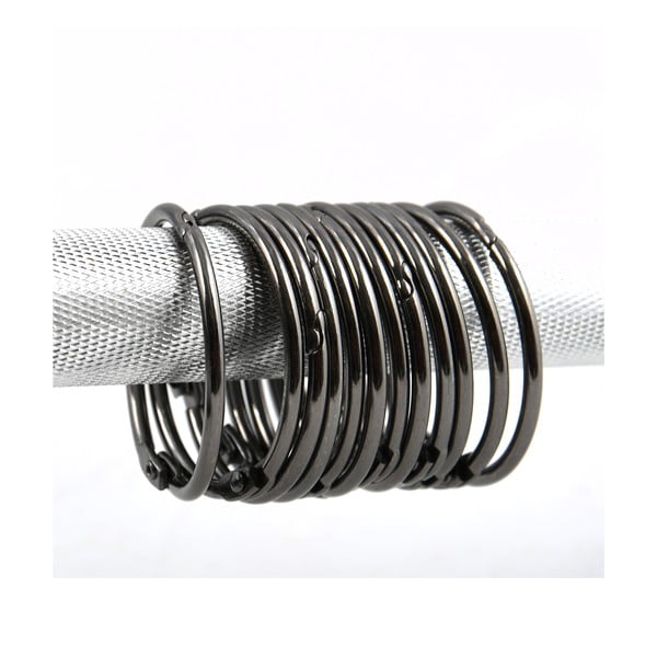 Matně černé kroužky ke sprchovému závěsu v sadě 12 ks Ringo Small – Spirella-image-1