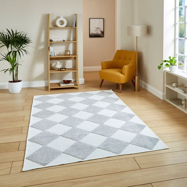 Pratelný koberec v bílé a světle šedé barvě 200x290 cm Lyna Cream&Grey – Think Rugs-image-1