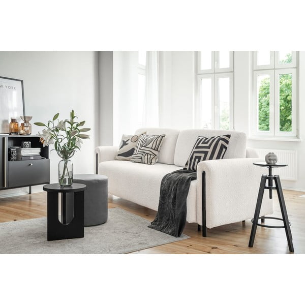 Krémová rozkládací/s úložným prostorem pohovka z textilie bouclé 244 cm Arcadova – ELTAP-image-3