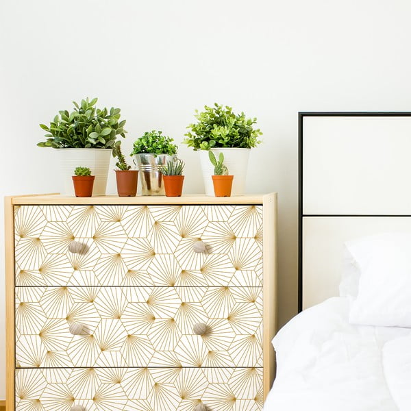 Bílo-žlutá dekorativní tapeta na nábytek Ambiance Hexoka-image-3